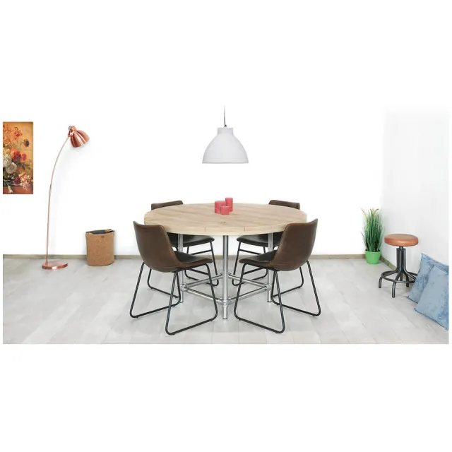 NordXL Steigerhouten ronde tafel Delton met steigerbuis onderstel