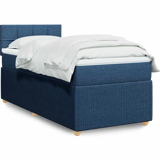 vidaXL Boxspring met matras stof blauw 80x200 cm