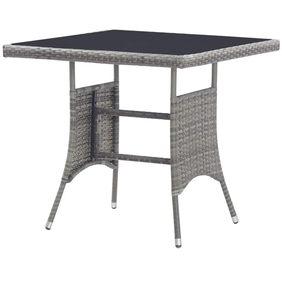 vidaXL Tuintafel 80x80x74 cm poly rattan grijs, foto 3