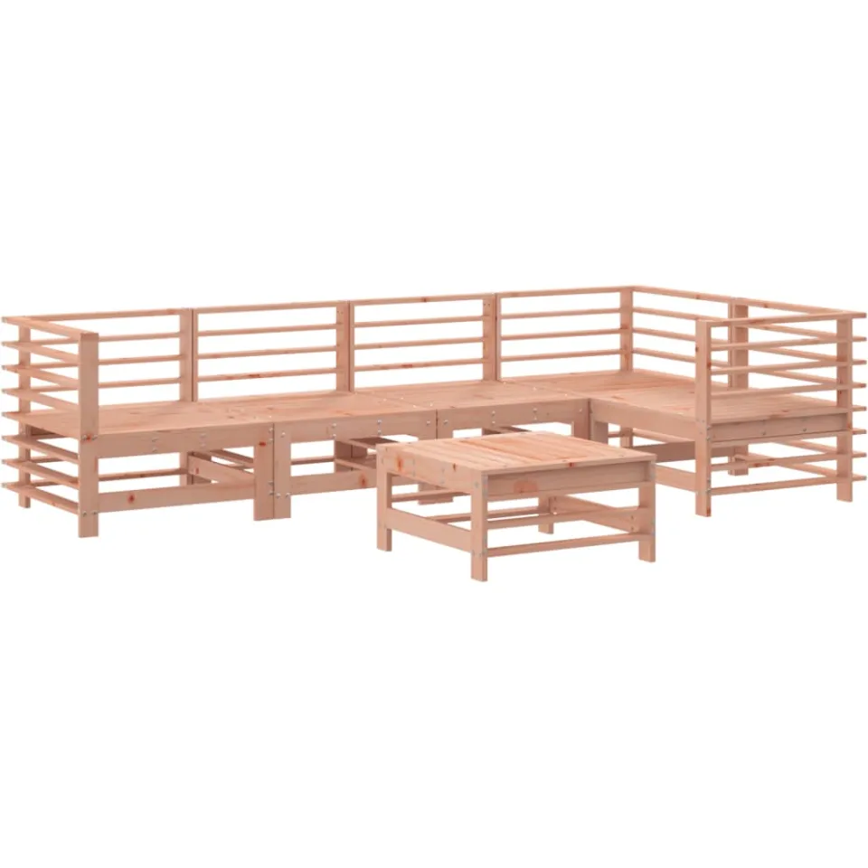 vidaXL 6-delige Loungeset met kussens massief douglashout Bruin