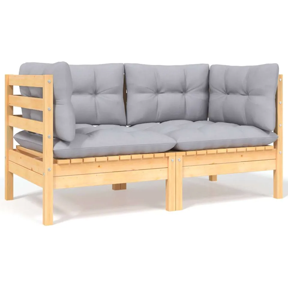 vidaXL 6-delige Loungeset met grijze kussens grenenhout grijs, foto 3