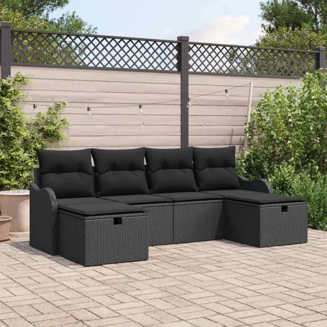 vidaXL Tuin Sofa Set 6 st Zwart poly rattan, foto 2