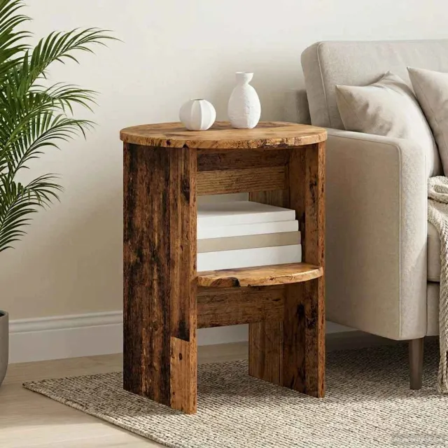 vidaXL Bijzetkast 2 st Oudhout Ø40 x 50 cm Geconstrueerd hout Bruin