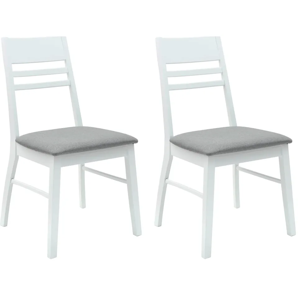 vidaXL Eettafelstoelen 2 st Massief Rubberhout Wit en grijs