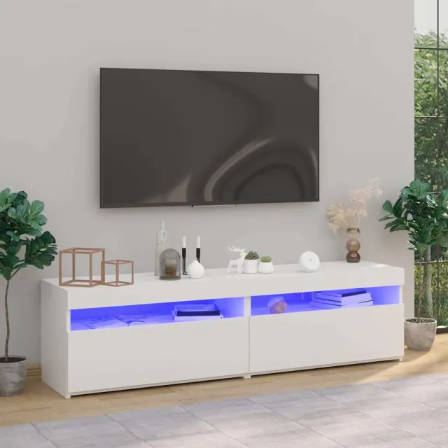 vidaXL Tv-meubelen 2 st met LED-verlichting 75x35x40 cm wit, foto 2