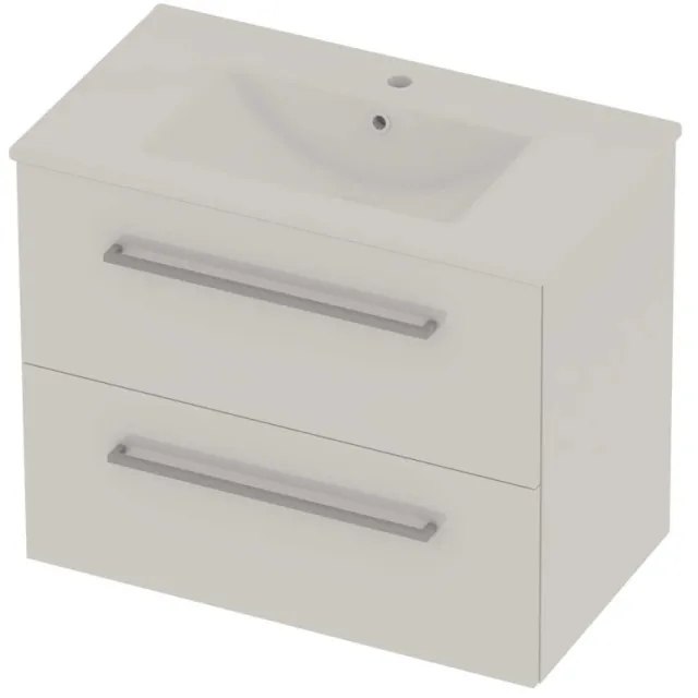 Basic-Line Coach 46 Badmeubelset Porselein 1 Kraangat Voor Grepen 80x46x62 cm Ice White Glans Wit