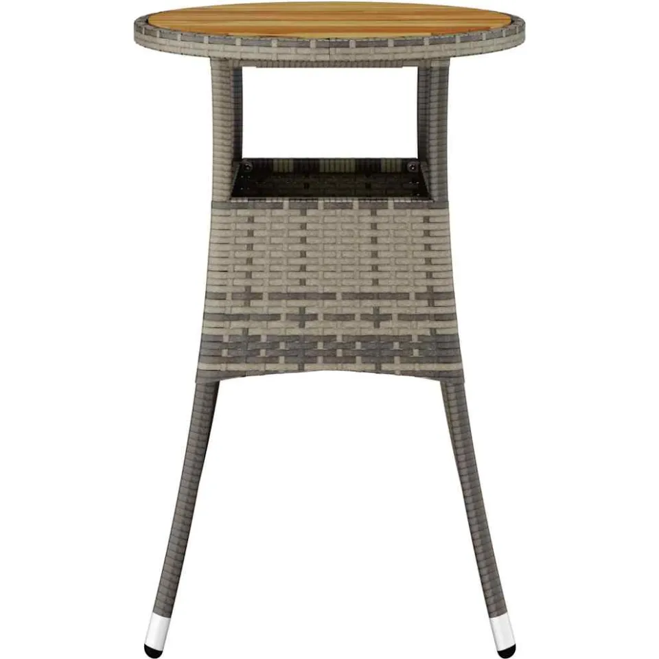 vidaXL Tuintafel Ø60x75 cm acaciahout en poly rattan grijs