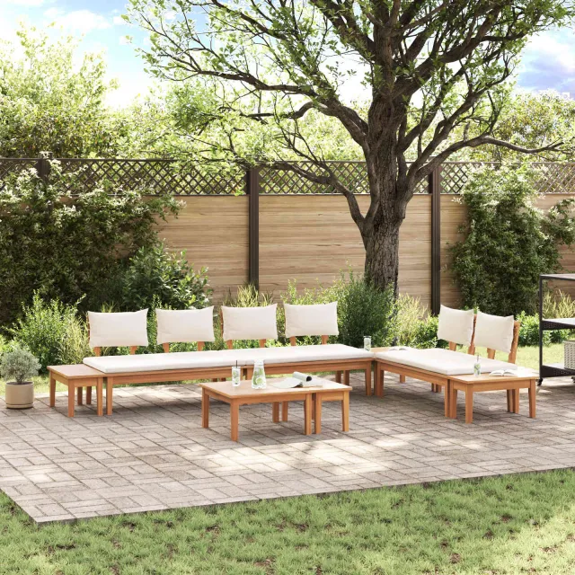 vidaXL Tuinbankenset 5 st Bruin en Crème, foto 2