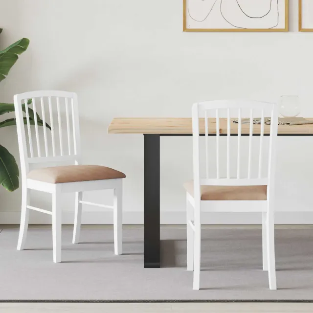 vidaXL Eettafelstoelen 2 st Massief Rubberhout Wit 50 x 52,5 x 91 cm, foto 2