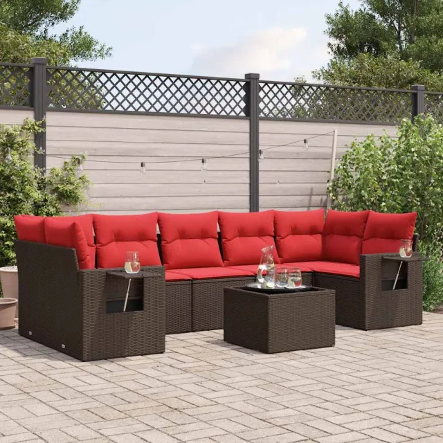vidaXL 8-delige tuinbankset met kussens, bruin polyrotan, foto 2