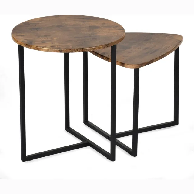 MEUBLE COSY Bijzettafel - Set van 2 MDF Zonder scherpe randen - Donker eiken