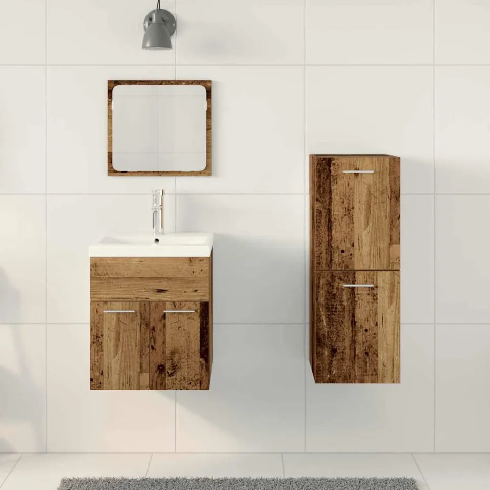 vidaXL Badkamermeubelset 3 st Oud Hout 41 x 38,5 x 46 cm Bewerkt hout bruin, foto 3