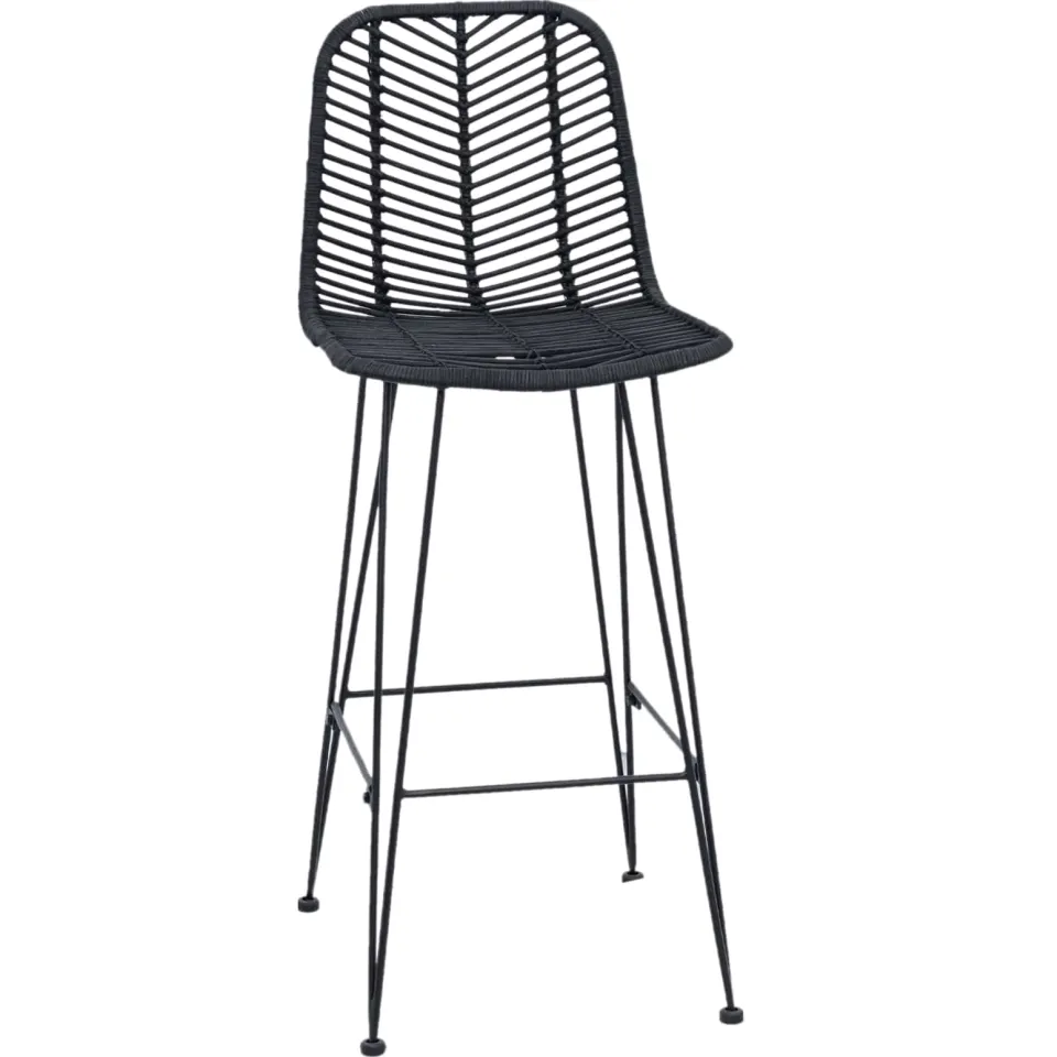 vidaXL Barkruk 2 st Zwart 44 x 53 x 111 cm Riet en IJzer, foto 4