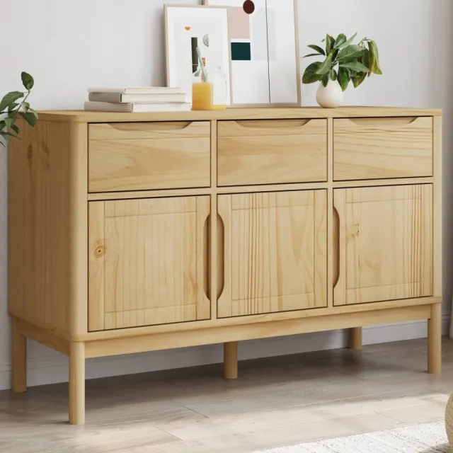 vidaXL Dressoir FLORO 114x43x74 cm massief grenenhout wasbruin bruin, foto 2