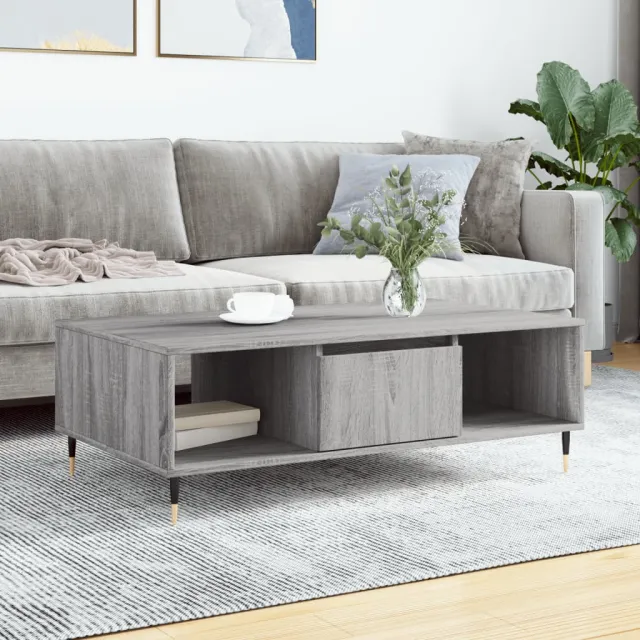 vidaXL Salontafel 104x60x35 cm bewerkt hout grijs sonoma, foto 2