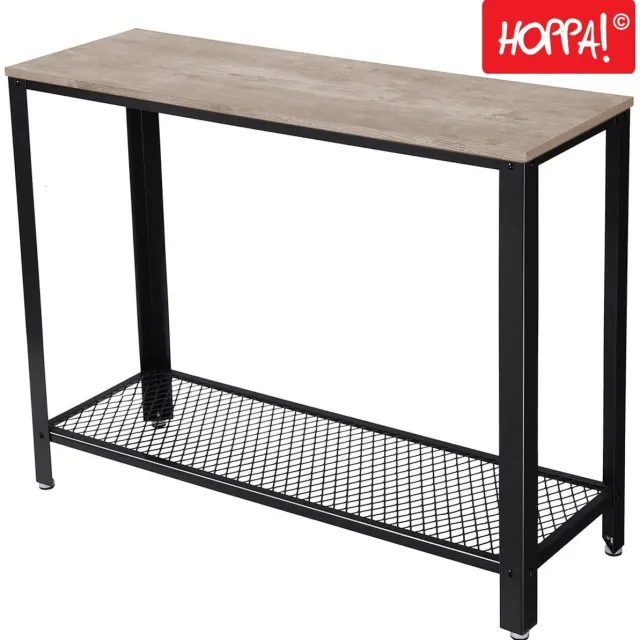 Hoppa! Consoletafel - Bijzettafel - Greige/Zwart - Hout/Ijzer - Vintage - 85 x 35 x 80 cm (B x D x H)