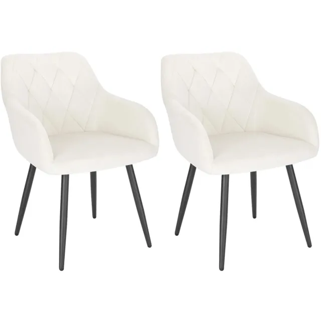 Klarven Eetkamerstoelen Crème wit - Fluwelen Eetkamerstoelen - Dining Chairs - Eetkamerstoelen Set van 4 - Ergonomisch comfortabele zit - Metalen frame - Draagvermogen 120 kg - B56xd53xh83,5cm