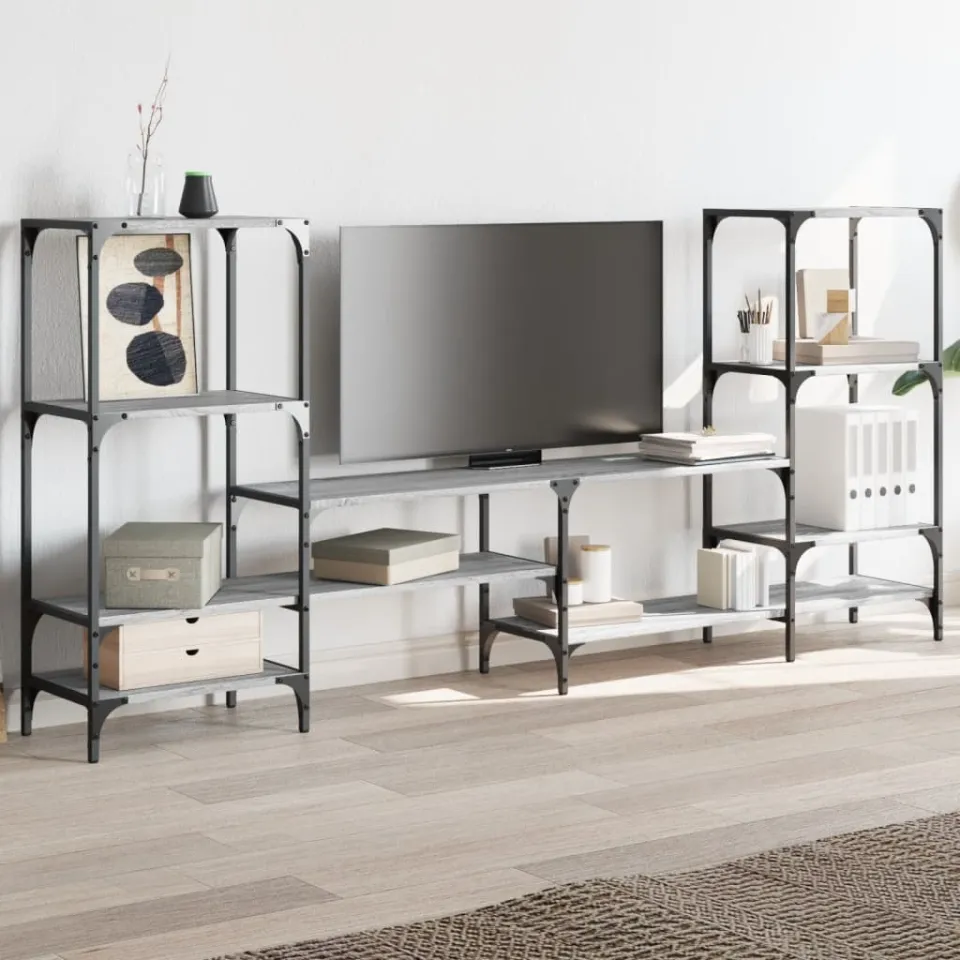 vidaXL Tv-meubel 206,5x28,5x95 cm bewerkt hout grijs sonoma eikenkleur, foto 2