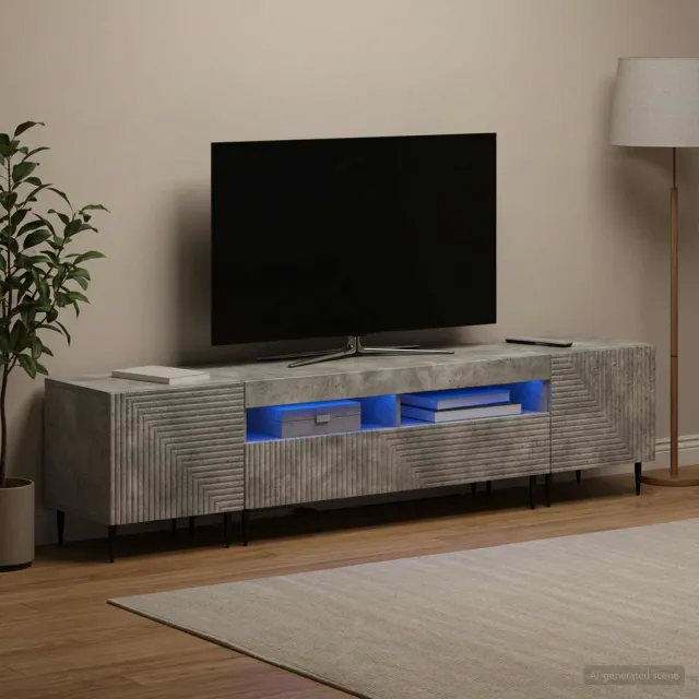 vidaXL 3-delige LED TV-kast Betongrijs Bewerkt hout