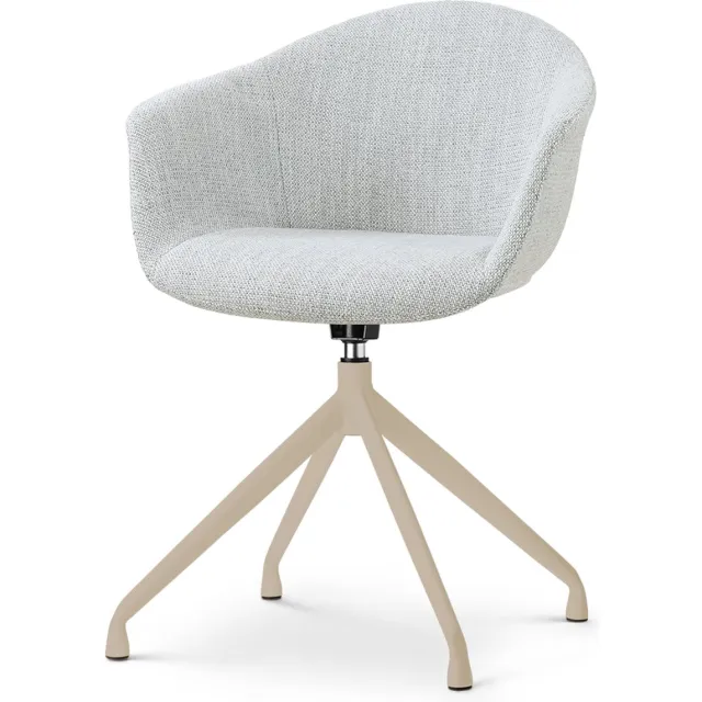 Nolon Nola-Otis Draaibare Eetkamerstoel Grijs Melange - Beige Onderstel - Modern - Armleuning - Stoffen