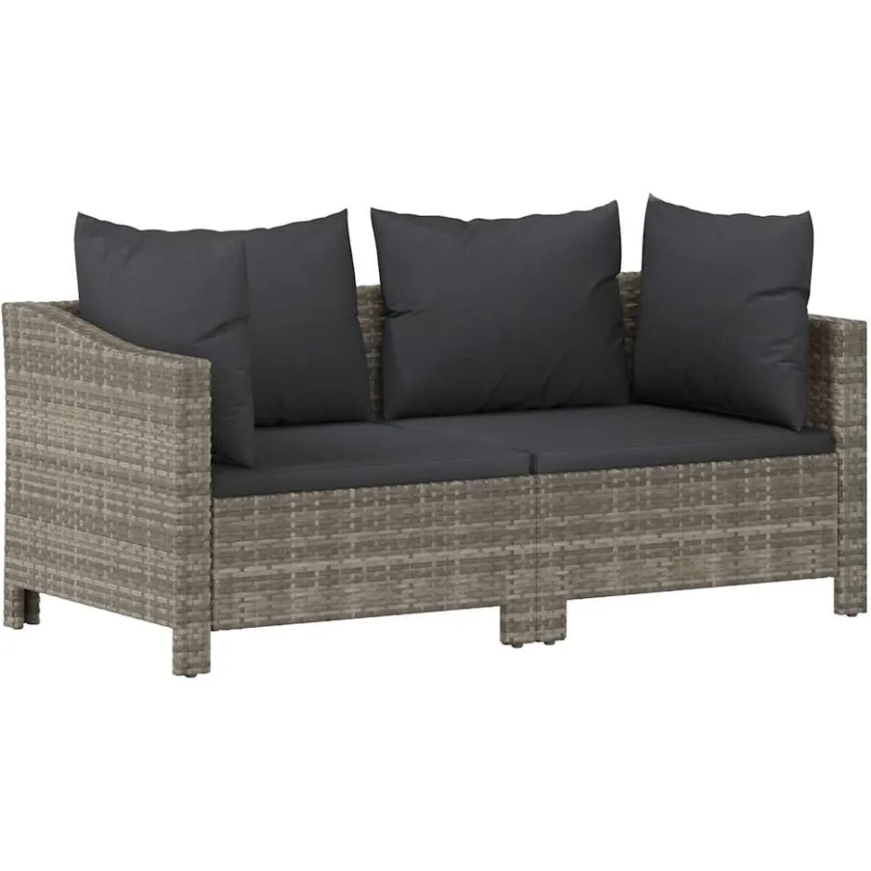 vidaXL 2-delige tuinloungeset met kussens grijs poly rattan, foto 3