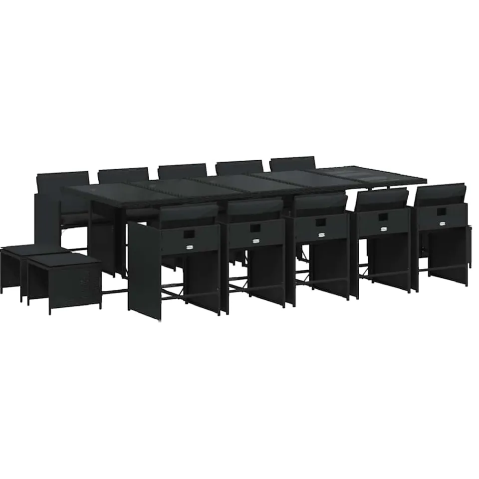 vidaXL 15-delige Tuinset met kussens poly rattan zwart, foto 4