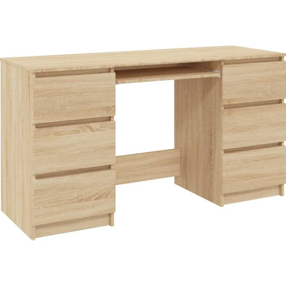 vidaXL Schrijftafel 140x50x77 cm bewerkt hout sonoma eikenkleurig, foto 3