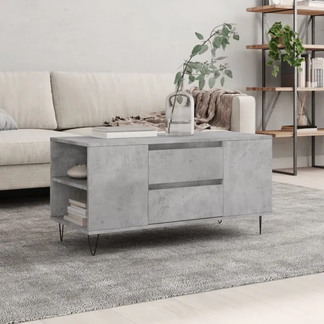 vidaXL Salontafel 102x44,5x50 cm bewerkt hout betongrijs grijs, foto 2