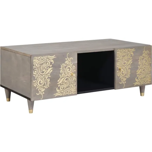 vidaXL Salontafel Grijs 100 x 54 x 40 cm Massief Mango Hout Bruin