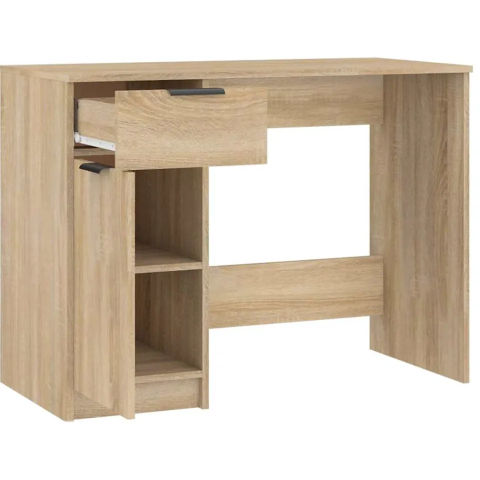 vidaXL Bureau 100x50x75 cm bewerkt hout sonoma eikenkleurig, foto 4