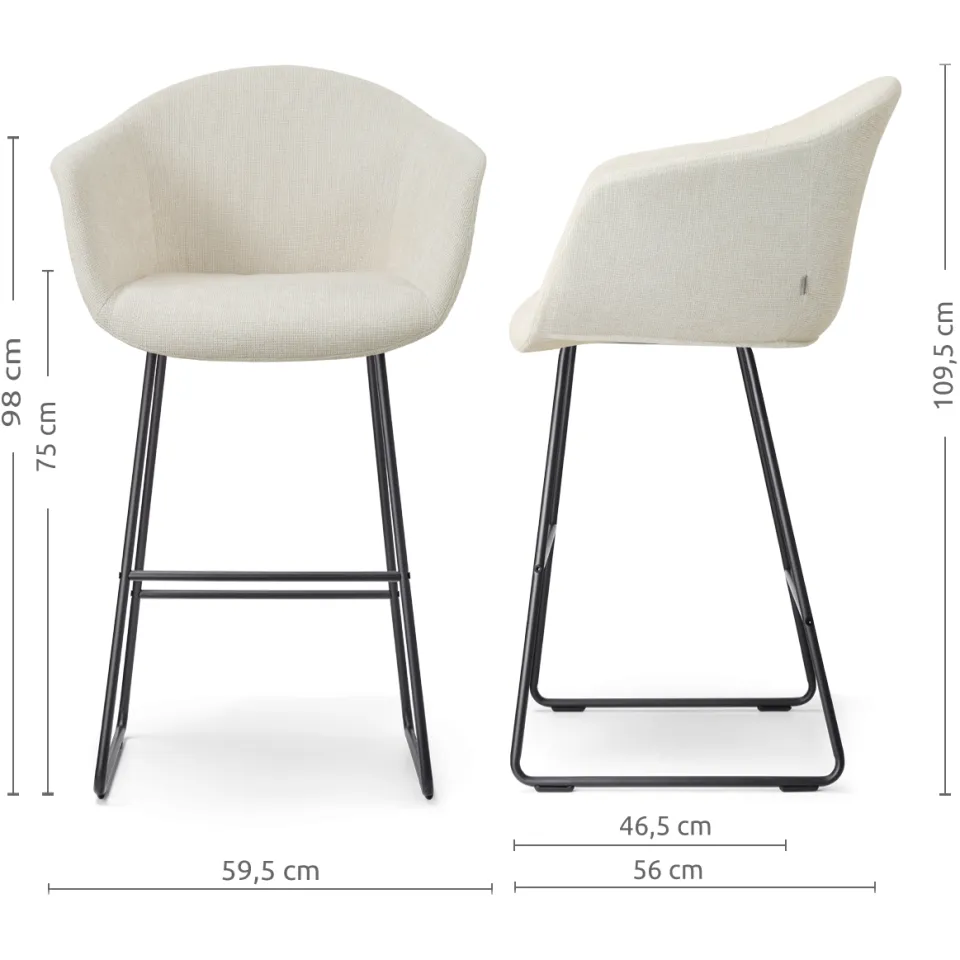 Nolon Nino-Otis barkruk cottonbeige - zwart onderstel - 75 cm, foto 2