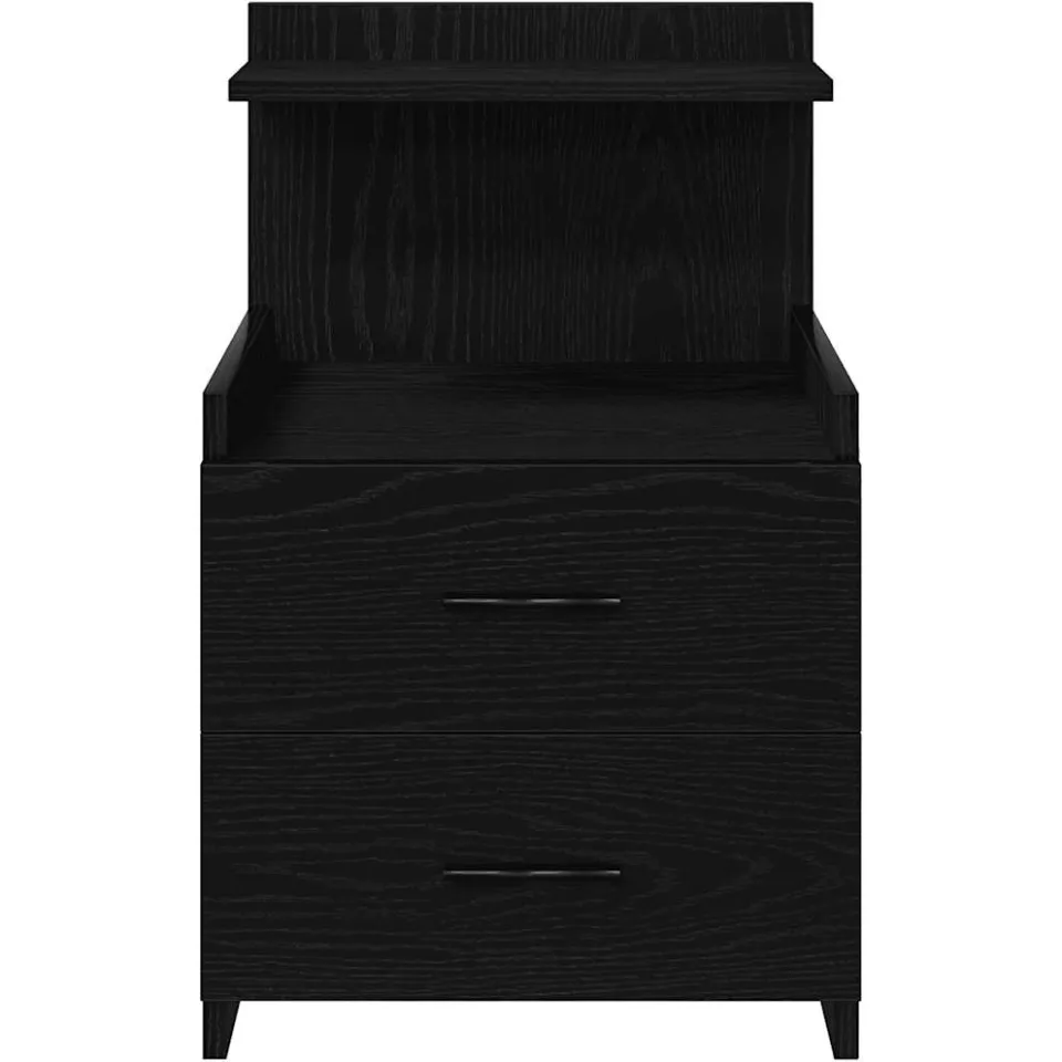 vidaXL Nachtkastje met 2 lades zwart 40x36,5x62 cm
