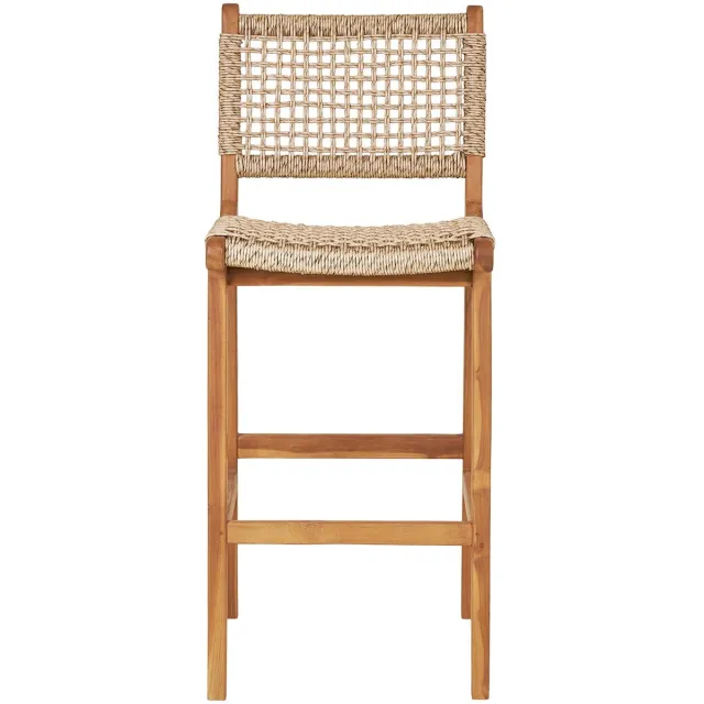House Nordic Barstoel Derby - Naturel - Teakhout/Rotan