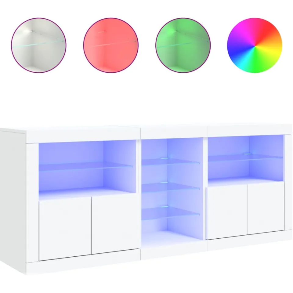 vidaXL Dressoir met LED-verlichting 162x37x67 cm wit, foto 4