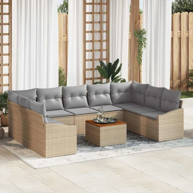 vidaXL Tuinbankenset 10 st Beige en Licht Grijs poly rattan, foto 2
