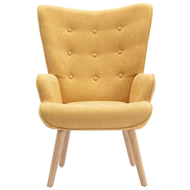 Vente-unique Fauteuil van stof VATELY - Mosterdgeel
