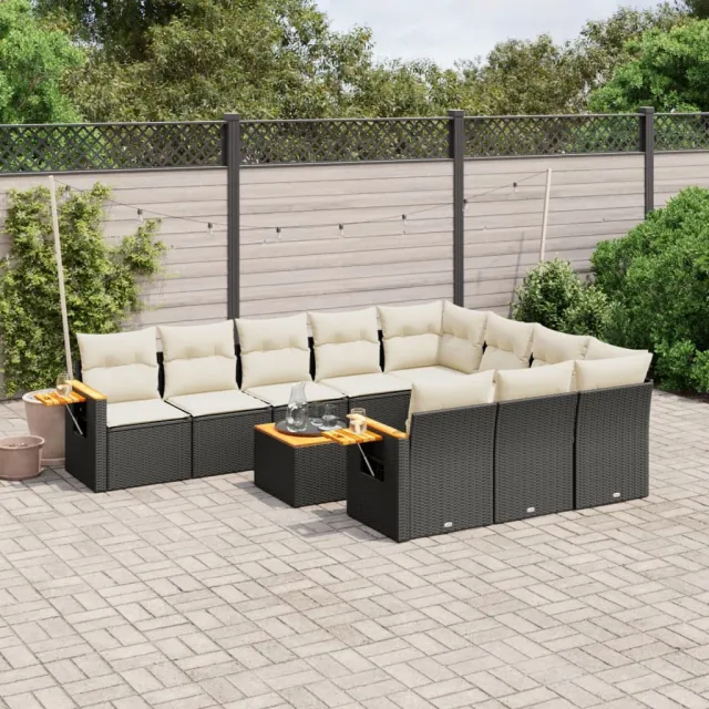 vidaXL Patio Sofa Set 10-zits Black and Cream, foto 2