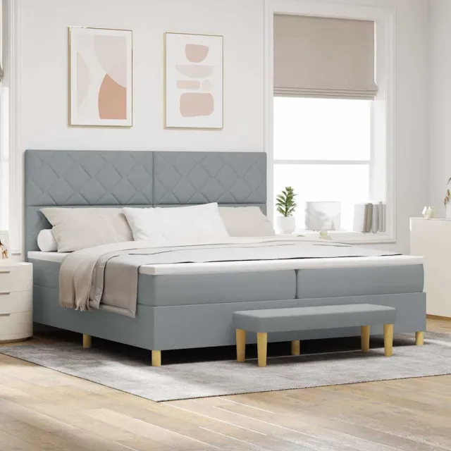 vidaXL Boxspring bed met kussen Lichtgrijs 200 x 200 cm Stof