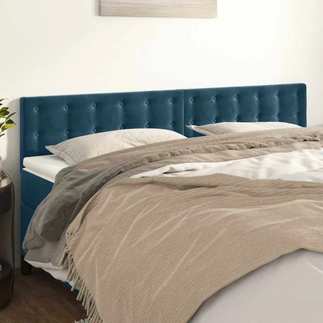 vidaXL Hoofdborden 180x5x78/88 cm fluweel donkerblauw blauw