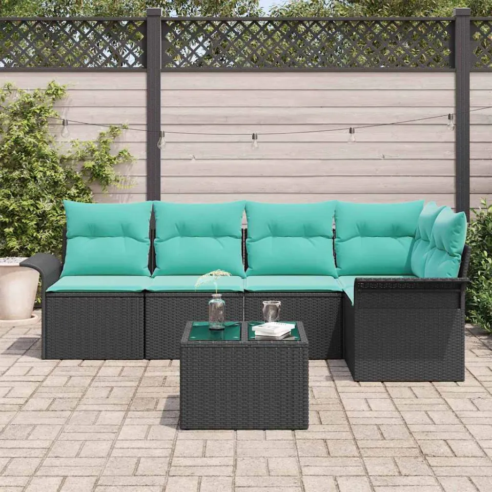 vidaXL Tuin Sofa Set 6 st Zwart poly rattan, foto 3