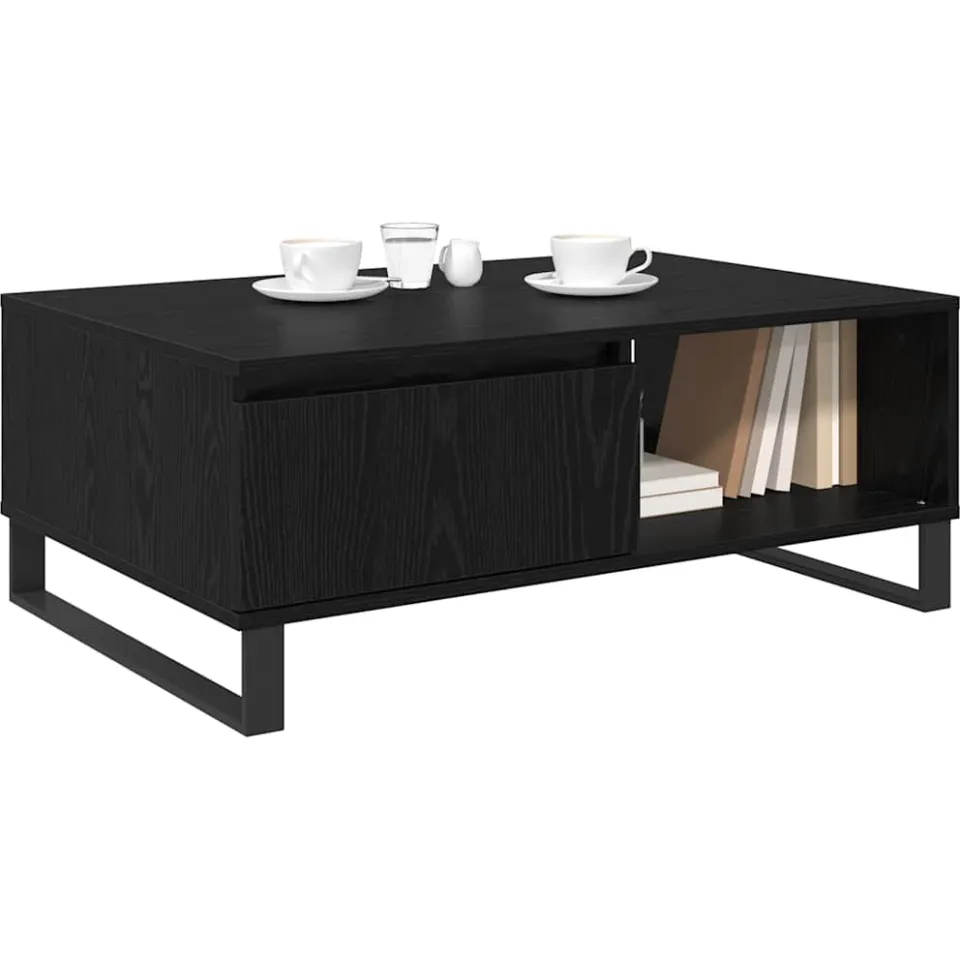 vidaXL Salontafel Zwart Eiken 90 x 60 x 35 cm Bewerkt hout