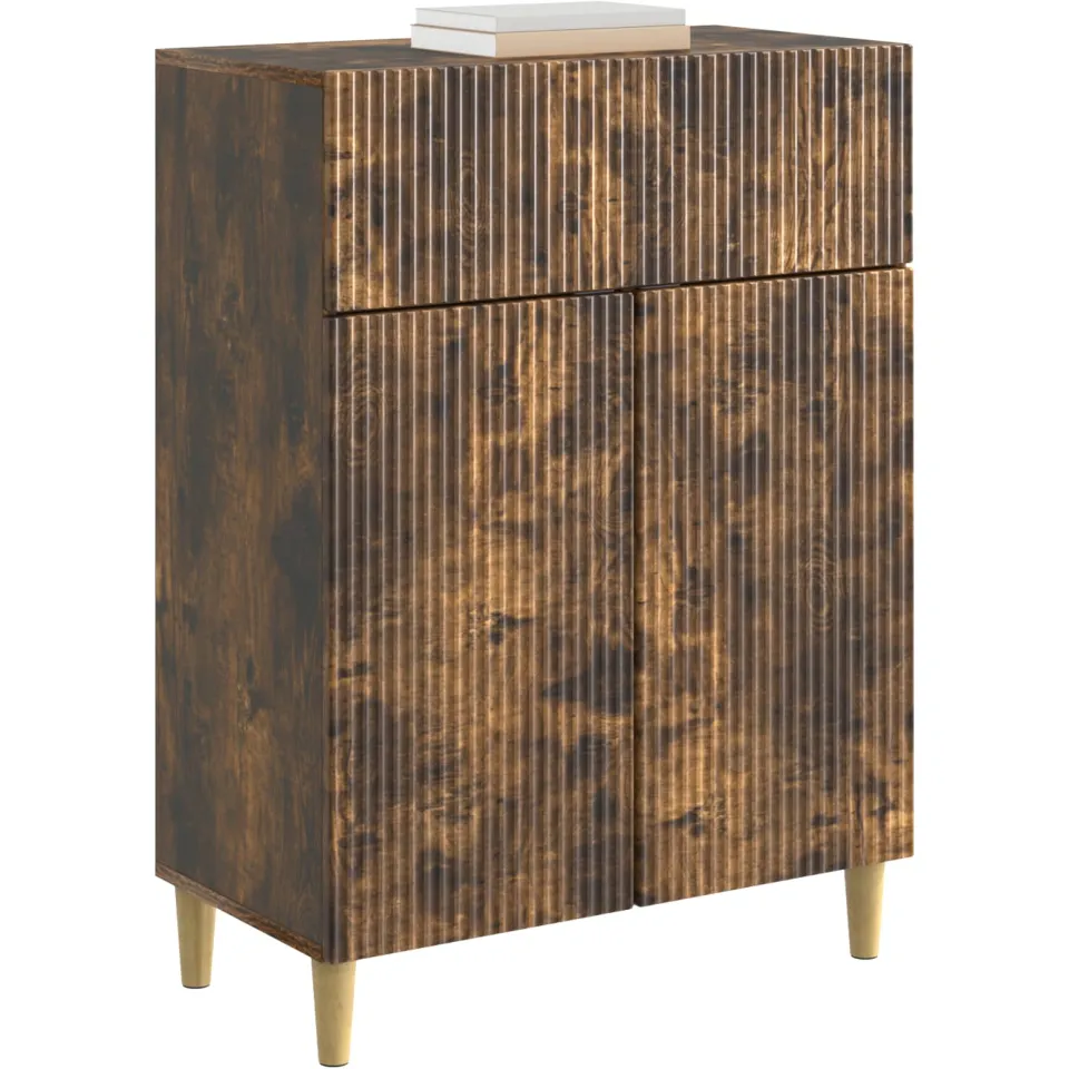 vidaXL Dressoir met lade Gerookt eiken 66 x 34,5 x 90 cm Bewerkt hout Bruin