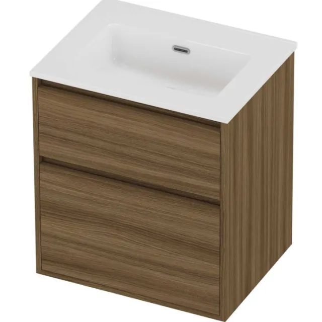 Proline Tribute Badmeubelset Porselein Elegant 60x46x67 cm Glans Wit Caramel Walnut Houtlook