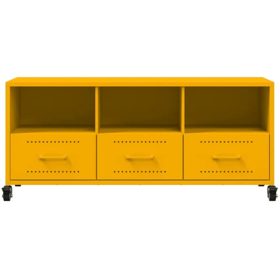 vidaXL Tv-meubel 100,5x39x43,5 cm staal mosterdgeel, foto 4