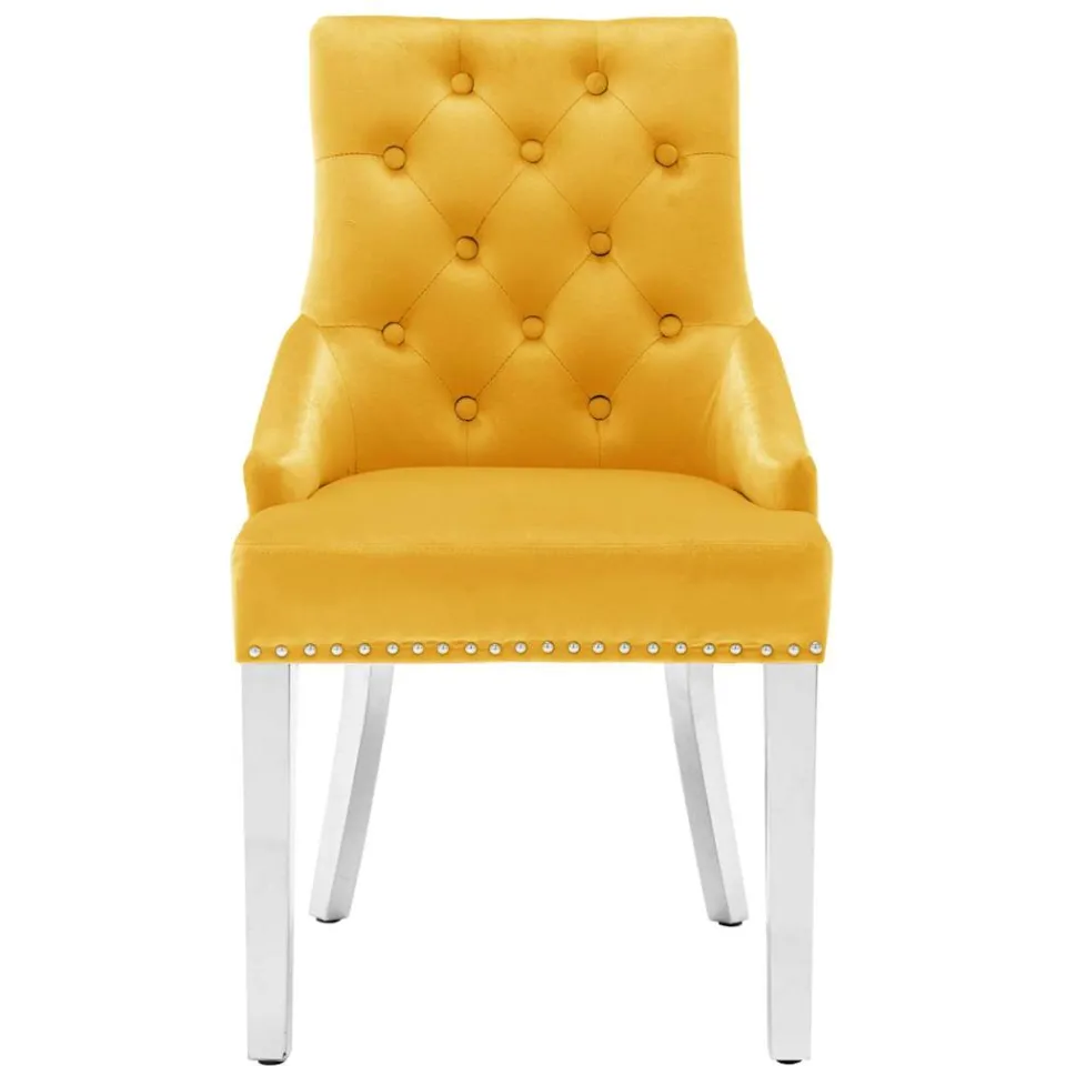 vidaXL Eetkamerstoelen 2 st fluweel geel, foto 3
