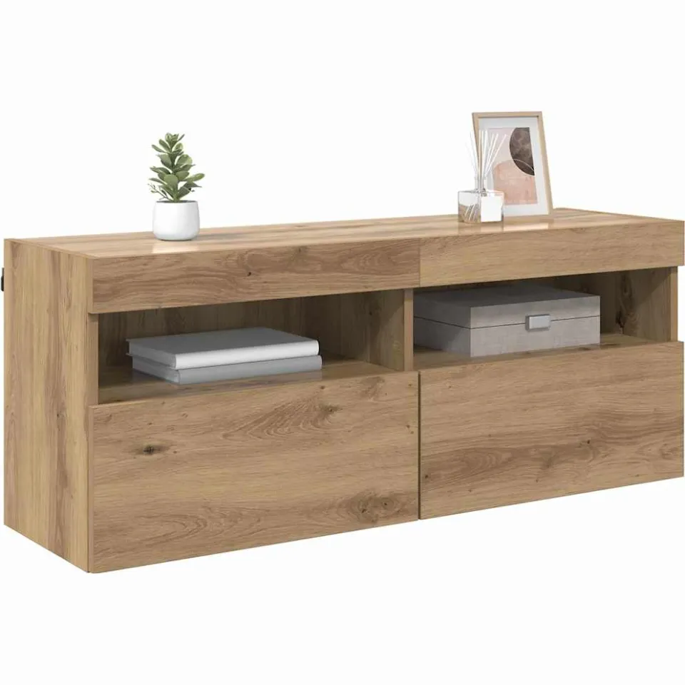 vidaXL TV Wandkast 100 x 30 x 40 cm Artisan Eiken Bewerkt hout Bruin