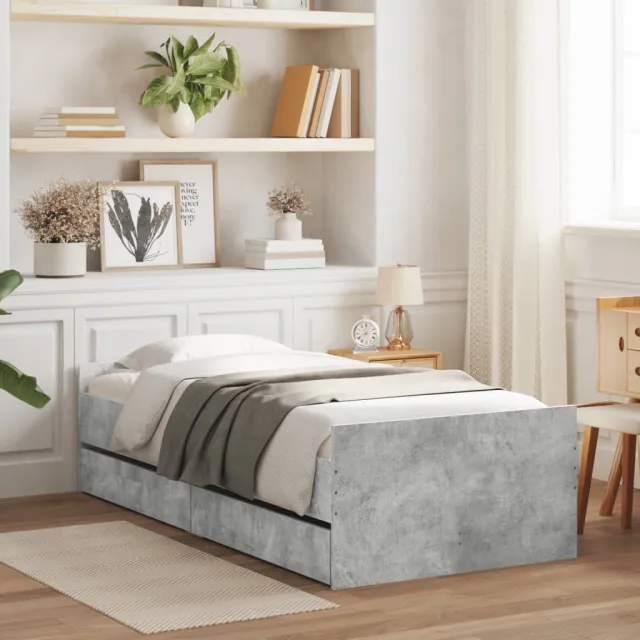 vidaXL Bedframe met lades betongrijs 75x190 cm Small Single