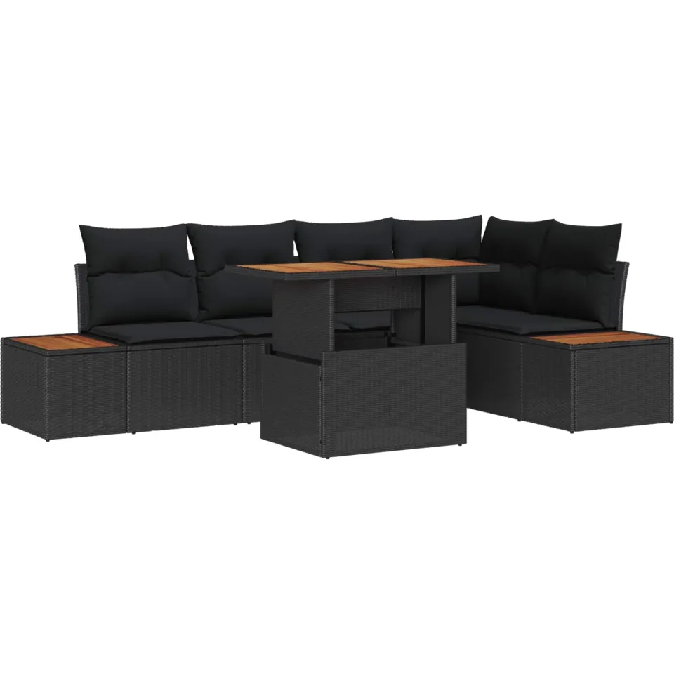 vidaXL Tuin Sofa Set 6 st Zwart Poly riet
