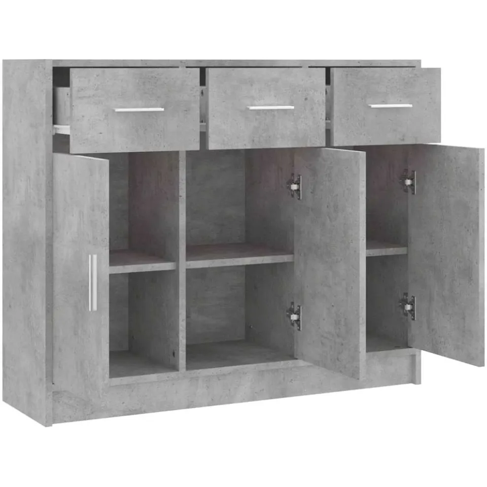 vidaXL Dressoir 91x28x75 cm bewerkt hout betongrijs grijs, foto 4