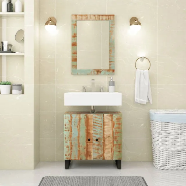 vidaXL 2-delige Badkamermeubelset massief gerecycled hout meerkleurig, foto 2